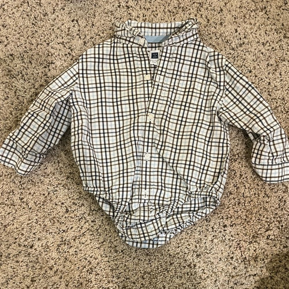 Janie and Jack Plaid Bodysuit - Brown and White